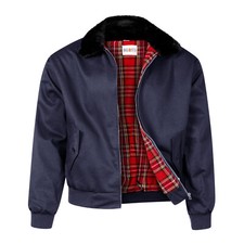 Bomber Jacket 1970 Style Scooter Vintage Top Retro MOD Fur Collar Coat Navy