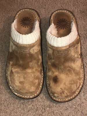 UGG Australia Beige Suede Shearling Wedge Clogs Slip On Mules Size 8 Gael 1934 | eBay