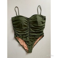 J Crew Safari Green Ruched Sweetheart One-Piece Swimsuit Size 24 Swimwear NWT