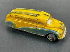 Vintage Sun Rubber Co. Streamline Bus Yellow and Green 4" Old Toy Transportation