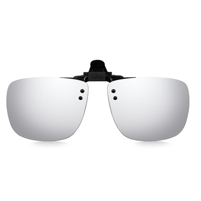 Clip On Sonnenbrille über Ihrer Brille, Flip Up, Clip-On Silber verspiegelte Gläser