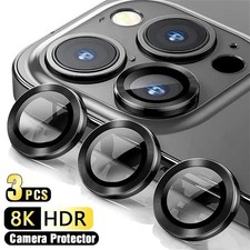 For iPhone 16 Pro Max Pro Metal Ring Tempered Glass Camera Lens Protector