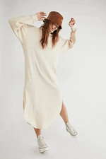 Free People Beach Natural Cream Georgie Midi Sweater Dress Women's Size Small