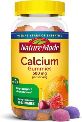 Nature Made Calcium Gummies 500 mg Per Serving with Vitamin D3, Dietary