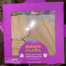 2 Mondo Llama Paint Your Own Wood Flowers Kits paint  brushes included 2 Sets