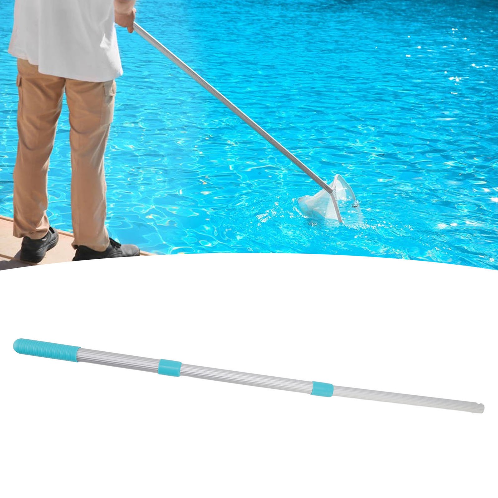 Swimming Pool Telescopic Pole 3 Sections Aluminum ABS Pool Cleaning Net Handl
