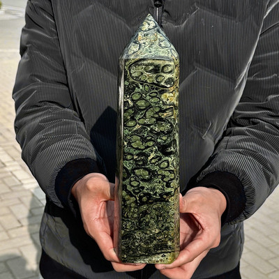 6LB Natural peacock eye crystal obelisk quartz crystal energy column