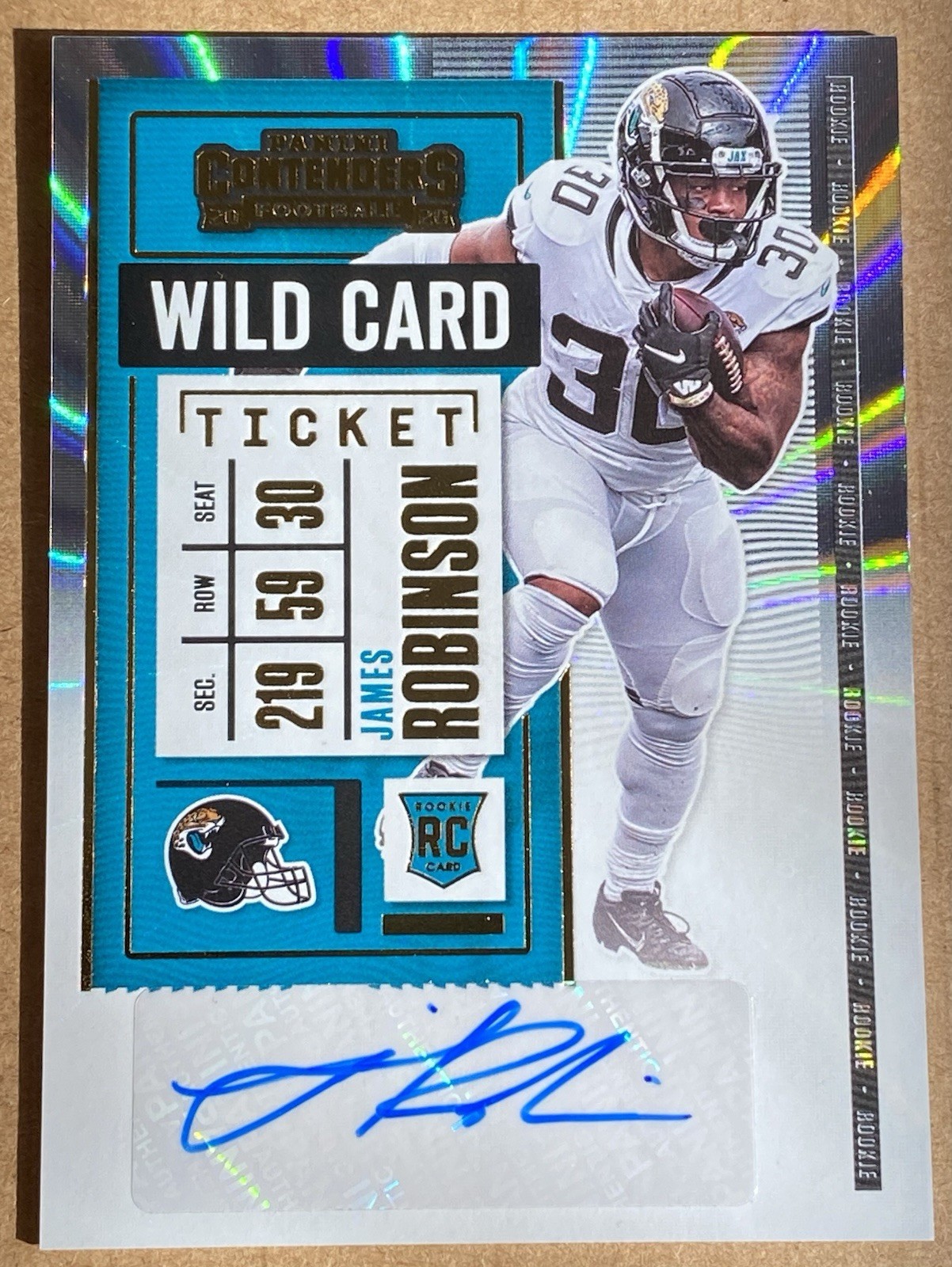2020 Panini Contenders James Robinson Rookie Ticket Auto #233 Wild Card Jaguars