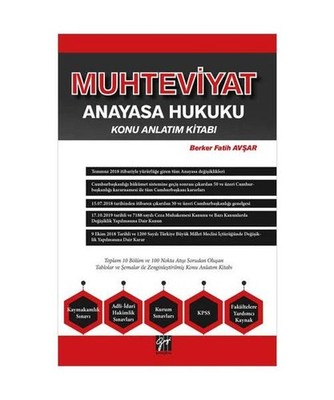 Muhteviyat Anayasa Hukuku - Konu Anlat?m Kitab?: Kaymakaml?k S?nav? - Adli-?dari