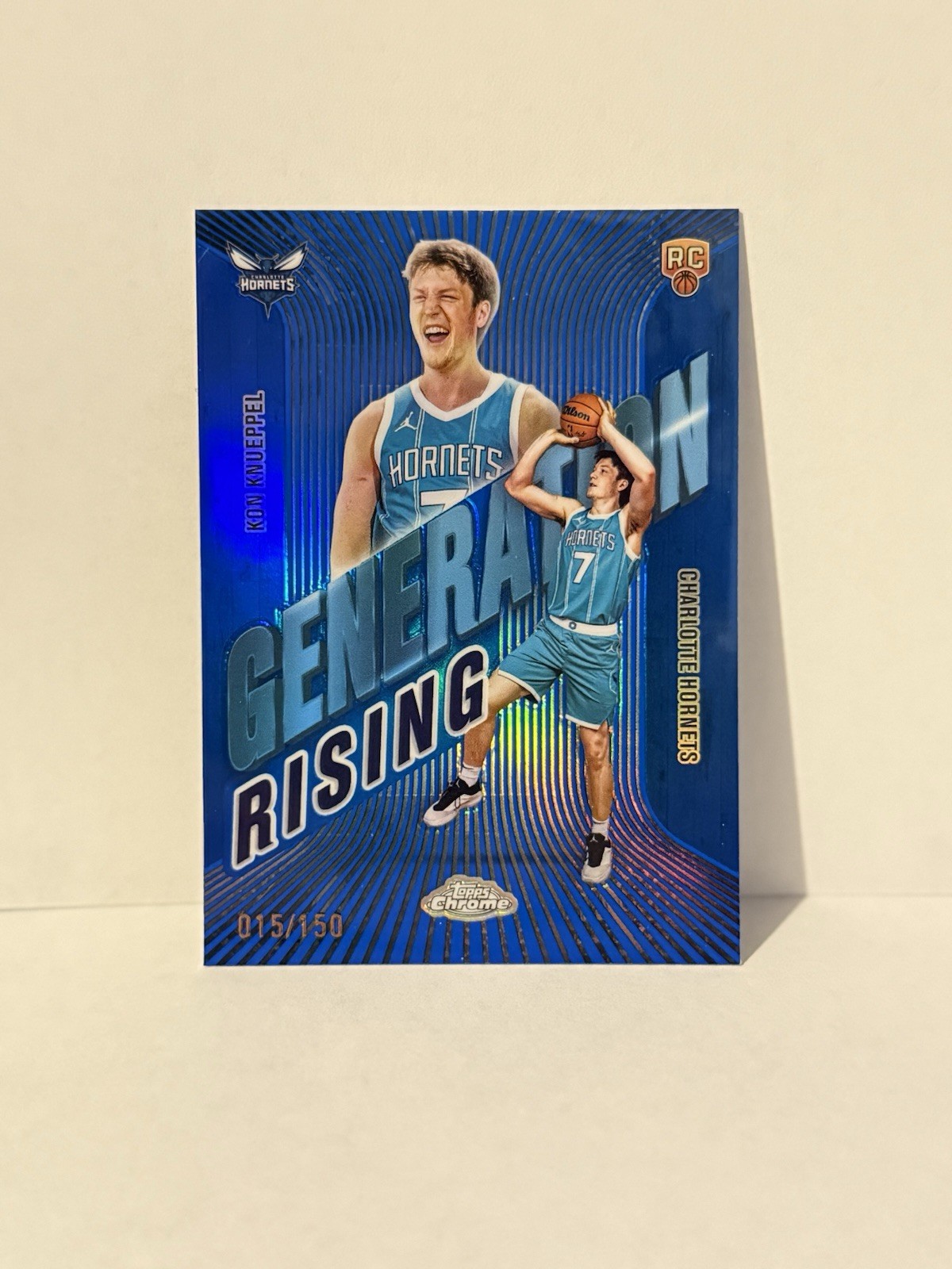 2025-26 Topps Chrome Kon Knueppel Rookie Generation Rising Blue Refractor /150