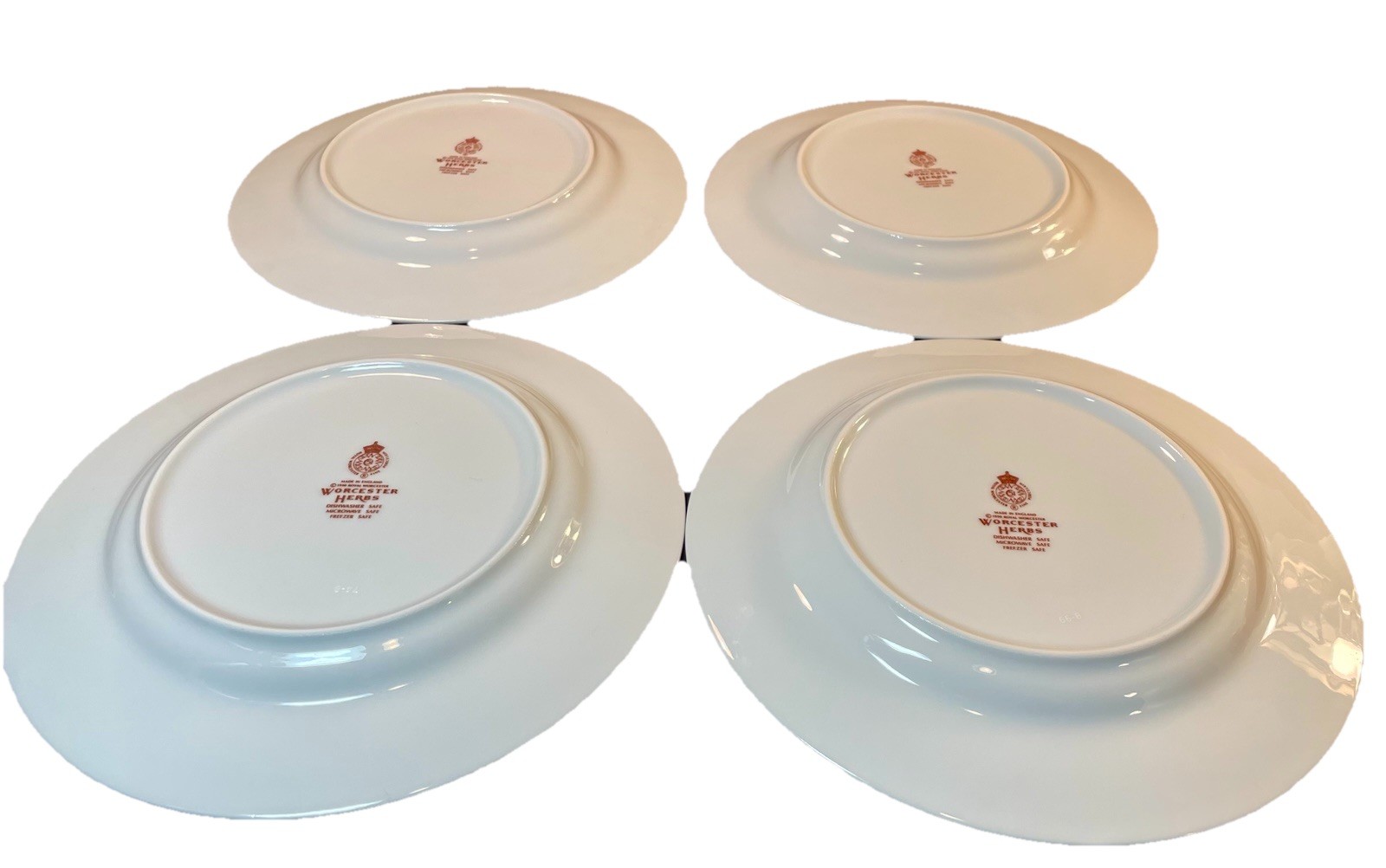 Vintage Royal Worcester Herbs Salad Dessert Plate Sage Green Rim ~ MINT Set Of 4