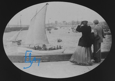 Foto Bridlington Hafen Yorkshire um 1910 Magic Lantern Dia