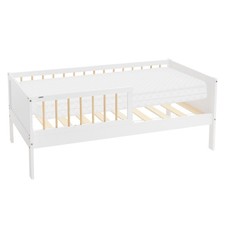 Lettino con materasso per bambini e bambine 140x70 cm bianco-naturale in legno