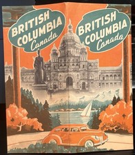 British Columbia Canada 1940s Travel Brochure Map