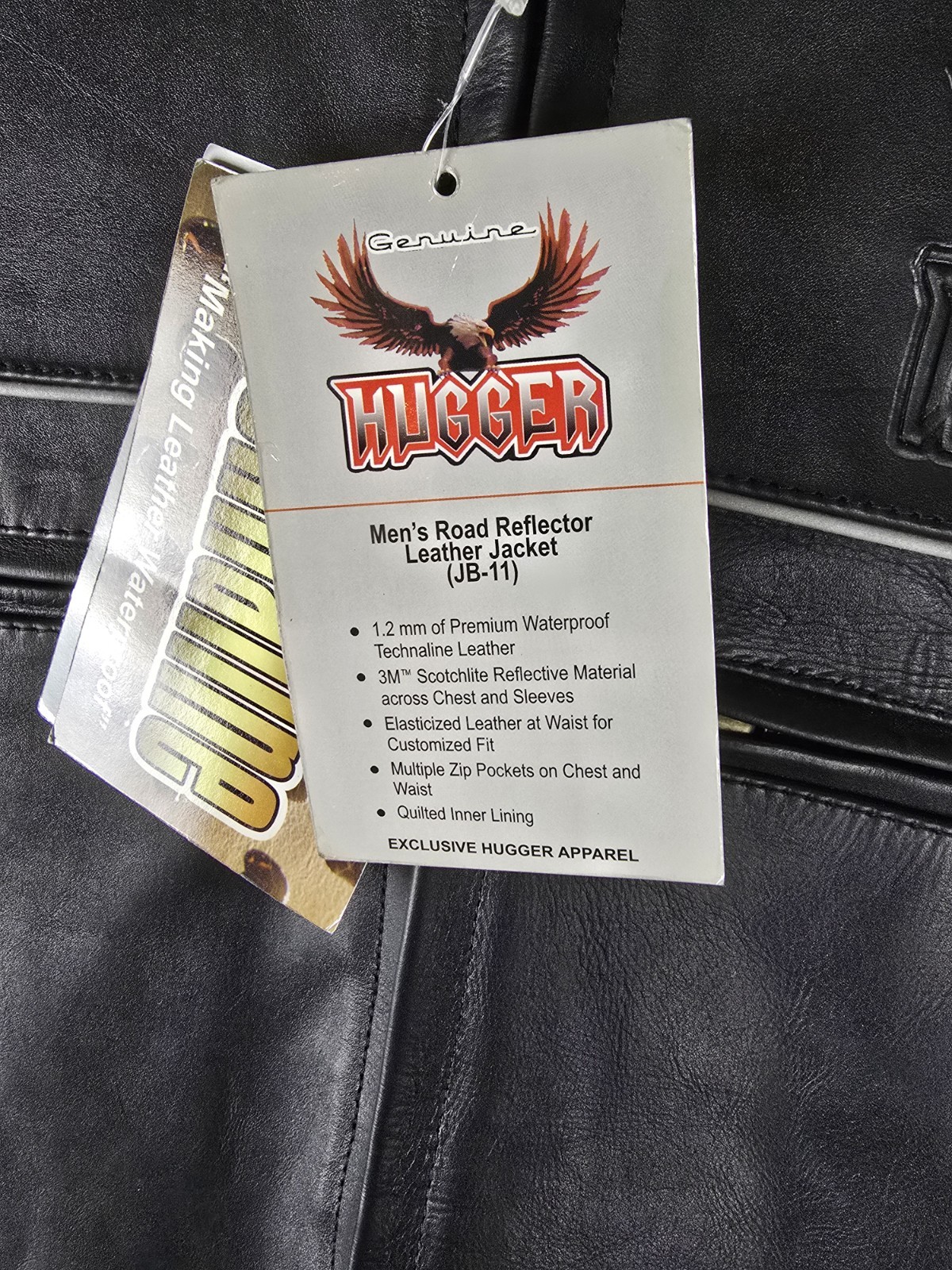 Mens Leather Jacket Small Black Deadstock Road Reflector JB-11 New with Tags