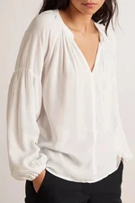 VELVET By Graham & Spencer Elaine Long Sleeve Peasant Top White S $108 A4