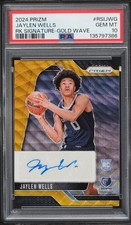 2024 Prizm Signatures Gold Wave #RSIJWG Jaylen Wells Auto /10 RC Rookie PSA 10