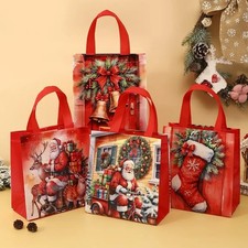1-12x Christmas Reusable Bag Large Strong For Present Gift Shopping Santa Design