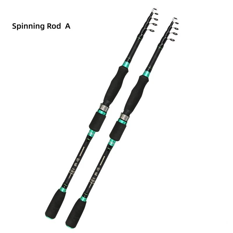 Carbon Fiber Telescopic Spinning Fishing Rod Travel Lure Sea Casting Pole Tackle - Image 3 of 4