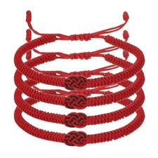 Matching Bracelets for Couple, 4pcs Red Black Knots Bracelets, Red