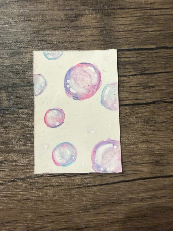 ACEO Art Card Original Watercolor Painting of bubbles Card 1 Of 2
