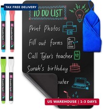Mifflin-USA Magnetic Dry Erase Black Board Sheet for Fridge 12 x 8 , Stain-Resi