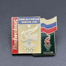 1996 Atlanta Olympics XXII Olympiad Moscow Russia Flag Budweiser Lapel Hat Pin