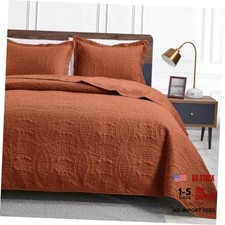King Size Quilt Set Umber Bedspreads - Soft King 106"x96" Coin Pattern Umber