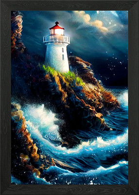 Leuchtturm gerahmtes Wandbild Poster Leinwanddruck Bild