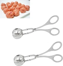 2 Pack Stainless Steel Meat Baller Ball Maker Meatball Scoop Silver