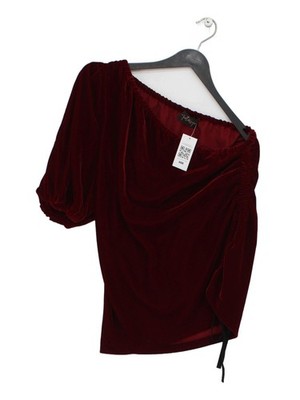 Petersyn Damen Top XS Rot 100% Polyester Kurzarm Rundhals Basic