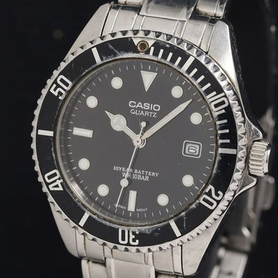Casio MTO-1043 QZ schwarzes Zifferblatt Datum Herren Armbanduhr funktioniert