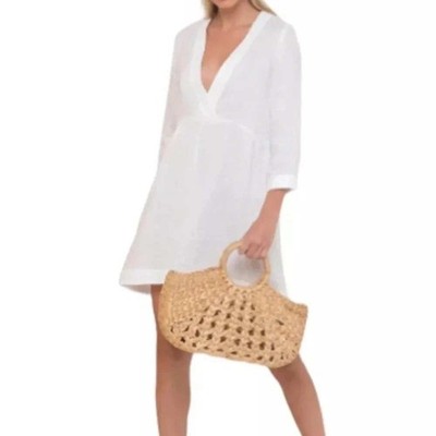 Milk & Roses Tamara Mini Dress Women S White Boho Beach Coverup Coastal Classic