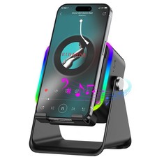 Wireless Induction Bluetooth Speaker Phone Stand Hi-Fi Stereo RGB Light Black