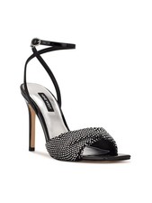 NINE WEST Womens Black Twinkle Square Toe Stiletto Sandals Shoes 9 M
