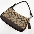 Coach Signature Demi mini Pouch Hand Bag Canvas Leather Beige 6094 R