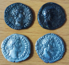 4 ancient novel silver denarius: Nerva, Lucius Verus, Antoninus Pius, Commodus