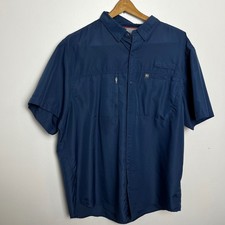 The American Outdoorsman Mens XXL Blue Ripstop Short Sleeve Fishing Hiking Shirt