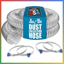 6" x 10' PVC Dust Collection Hose w/4 Thumbscrew Clamps Made In USA