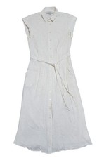 LOFT White Button Front Shirt Dress with Tie Waist Size 4