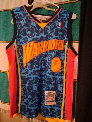 BAPE x Mitchell & Ness Golden State Warriors ABC BAPE Pattern Basketball Jersey