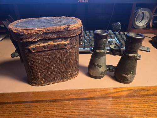 WWI Antique German Fernglas 08 Binoculars Emil Busch A G Rathenow W/ Case