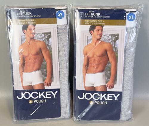 2006 Mens Jockey Pouch No Fly Trunk Underwear Lot of 2 Packs of 1 Gray Sz XL