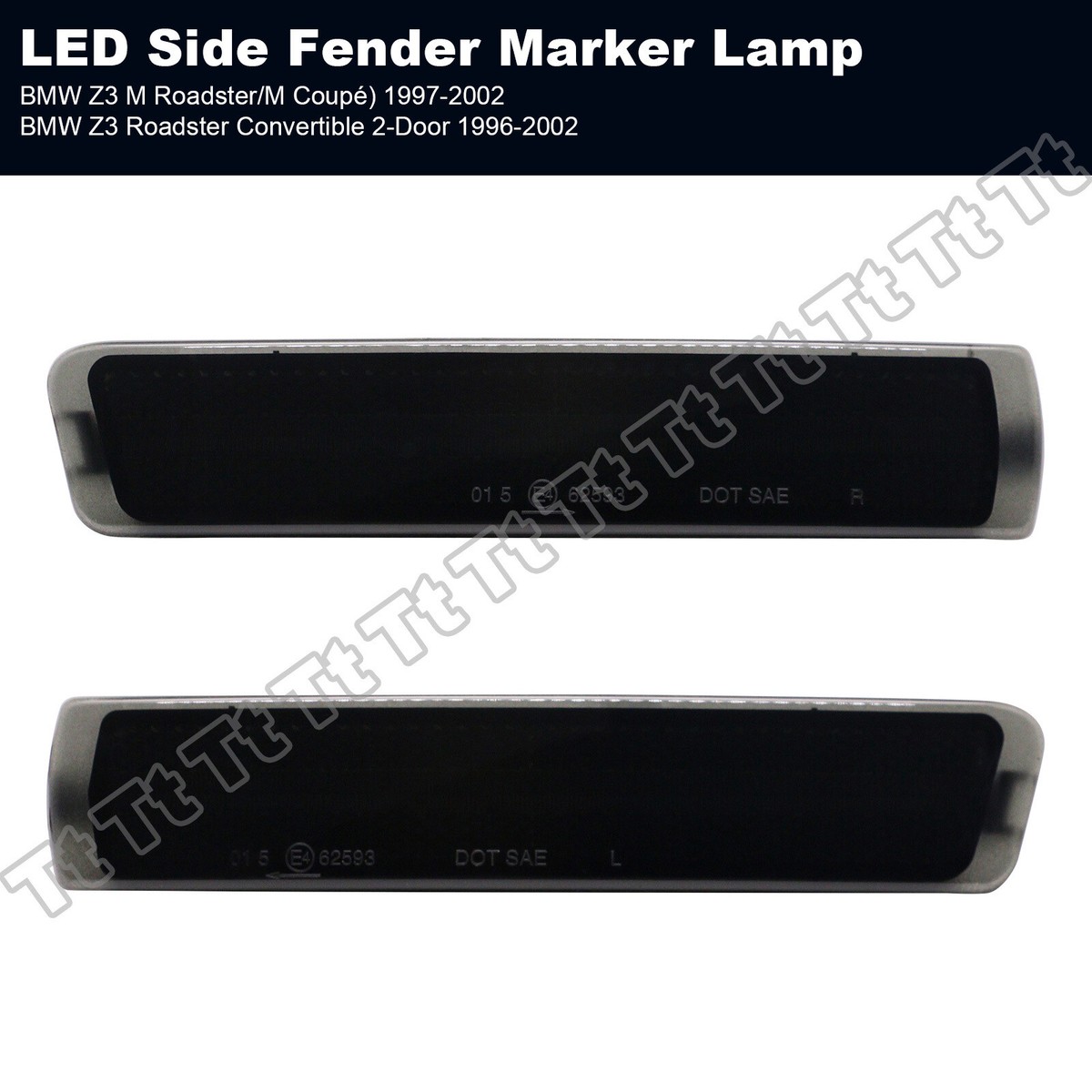 2x White LED Front Bumper Side Marker Lights For 1996-02 BMW