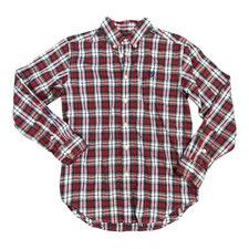 Chaps Shirt Boys Large Red Plaid Button Up Collard Long Sleeve Formal School