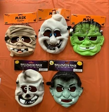 Child Size Rubber Halloween Face Mask with strap -- ghost frank mummy vampire 3+