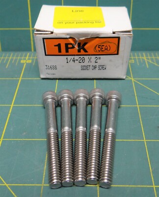 5 Super-Corrosion-Resistant 316SS Partially Threaded Socket Head Screw ¼''-20x2¼''