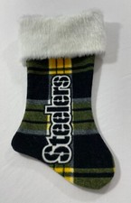 HANDMADE 16"X 9" FLEECE CHRISTMAS STOCKING NFL PITTSBURG STEELERS PLAID