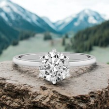 Fede Nuziale Diamante Oro Bianco 18K Taglio Tondo 1 Ct IGI Coltivata in Labor...