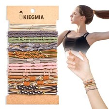 20 PCS Boho Hair Ties, 10 Styles Bracelet Hair Ties for Thin and Multi-color